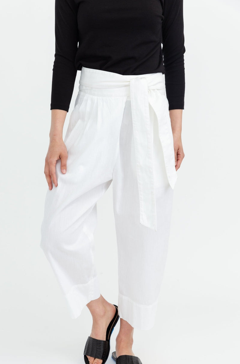 TIE PANT IN SOFT GARMENT DYED COTTON - Jarbo