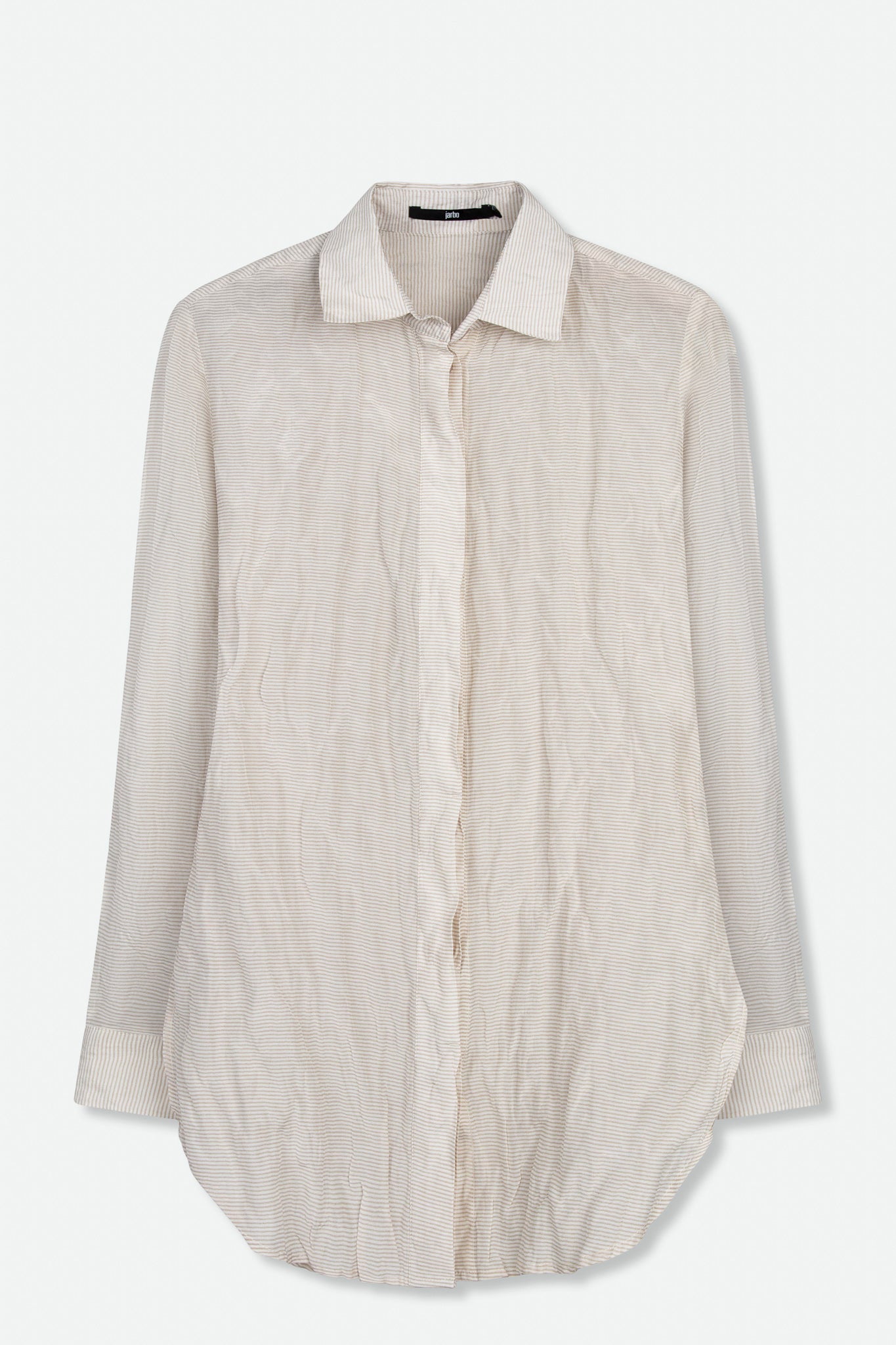 TONAL STRIPE SHIRT IN TEXTURED COTTON-SILK BLEND