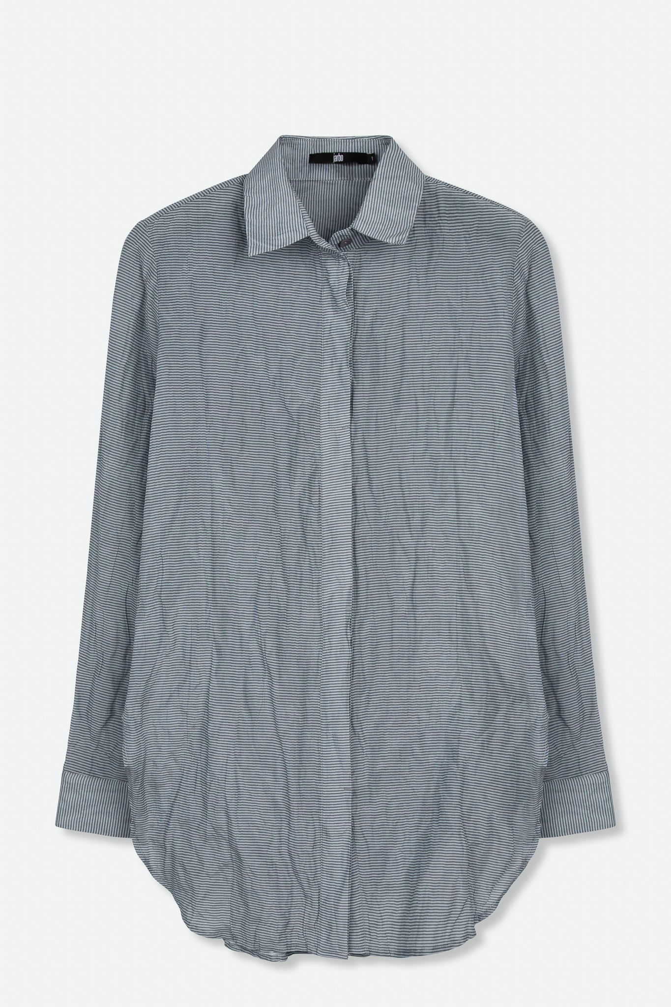 TONAL STRIPE SHIRT IN TEXTURED COTTON-SILK BLEND