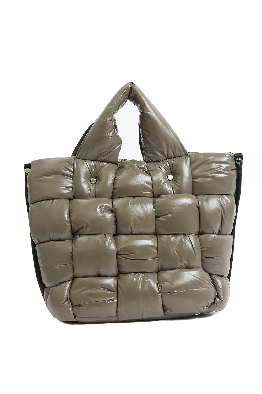 WOVEN PUFFER HANDBAG LARGE SAGE GREY GREEN